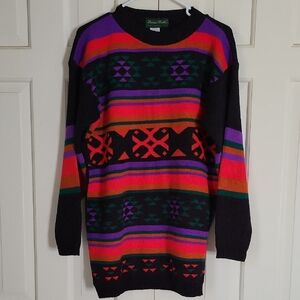 Vintage Dana Scott Mockneck Tunic Sweater Acrylic Sz Large Petite